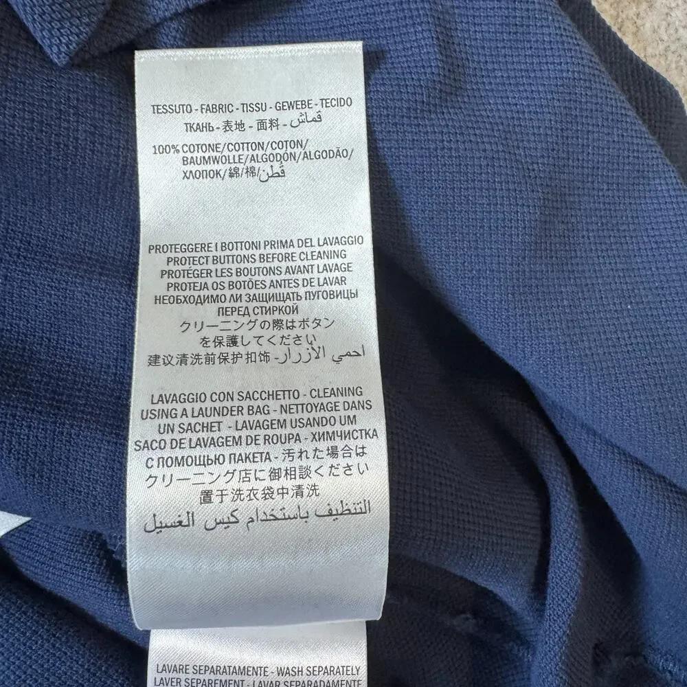 Gucci Oversized Cotton Pique Polo Shirt Blue Long Sleeve M NWT Italy